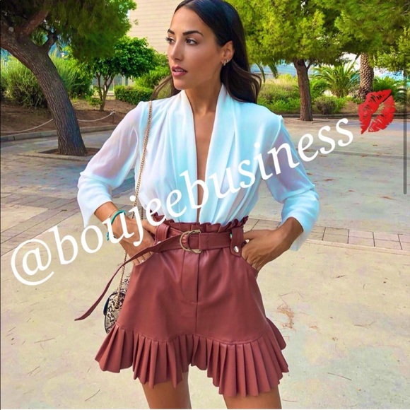 ZARA Pleated Faux Leather Mini Skirt - Picture 6 of 8